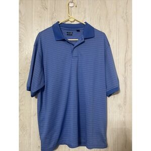 Izod Polo Shirt Mens Xl  Regular Size Blue Striped Short Sleeve 100% Cotton